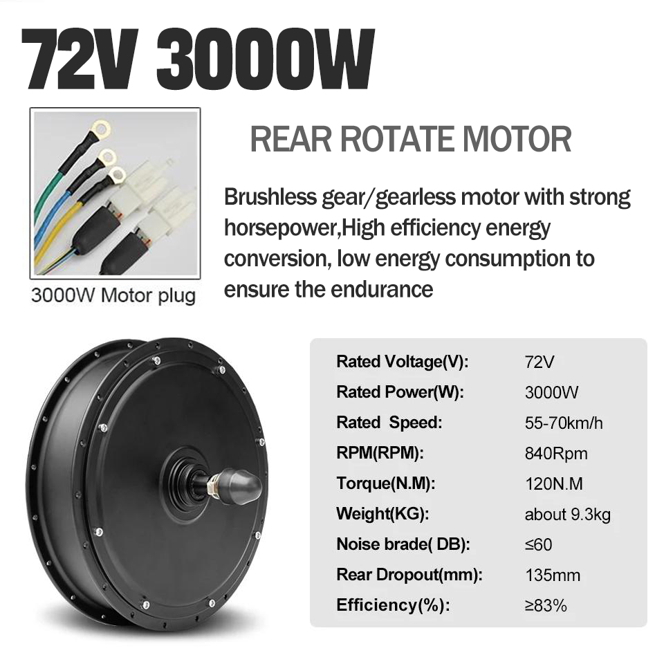 Ebike Conversion Kit 72V 3000W - 72V 3000W E-Bike conversiekit MTX39 met