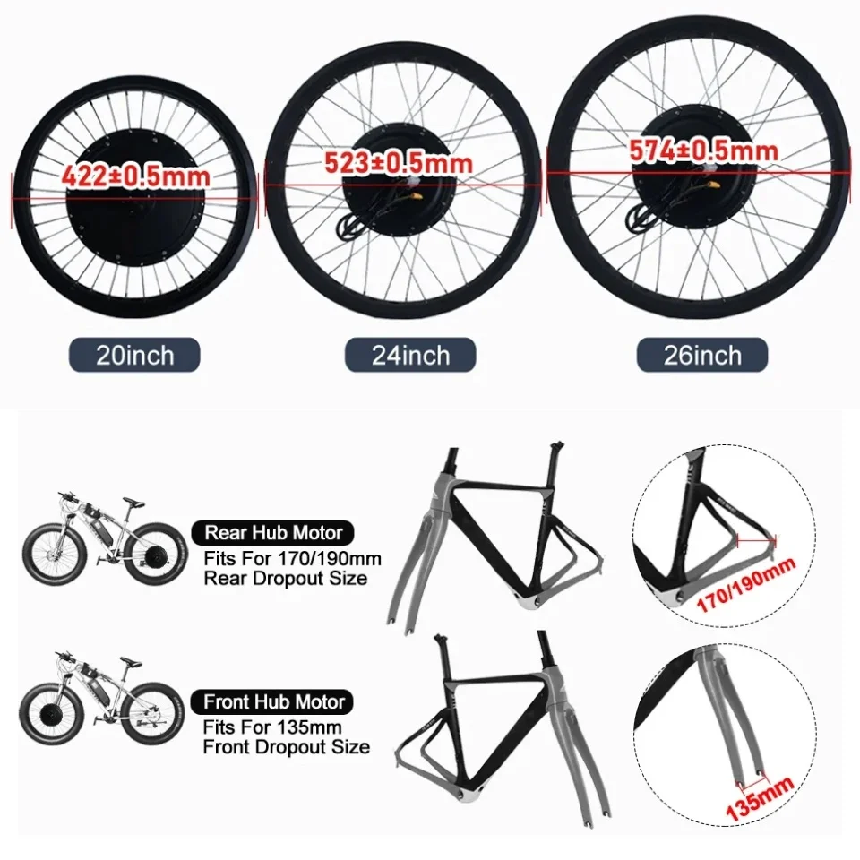72V 3000W Ebike Sneeuwfiets Om - Fat Tire Ebike Conversion Kit 2000W recensie en prijs